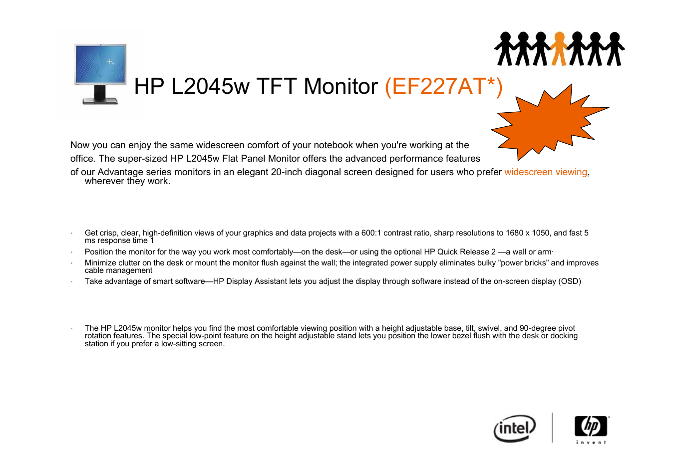 Hp l2045w tft monitor (ef227at*) | Intel 2510P User Manual | Page 10 / 11