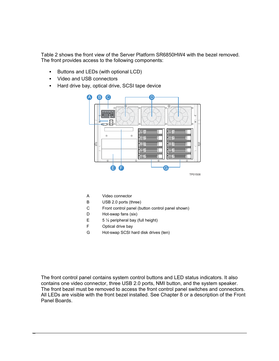 3 external chassis features - front | Intel SR6850HW4 User Manual | Page 20 / 119