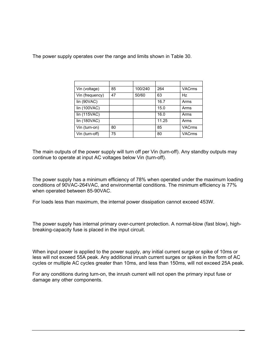 3 ac input requirement | Intel SR6850HW4 User Manual | Page 67 / 119