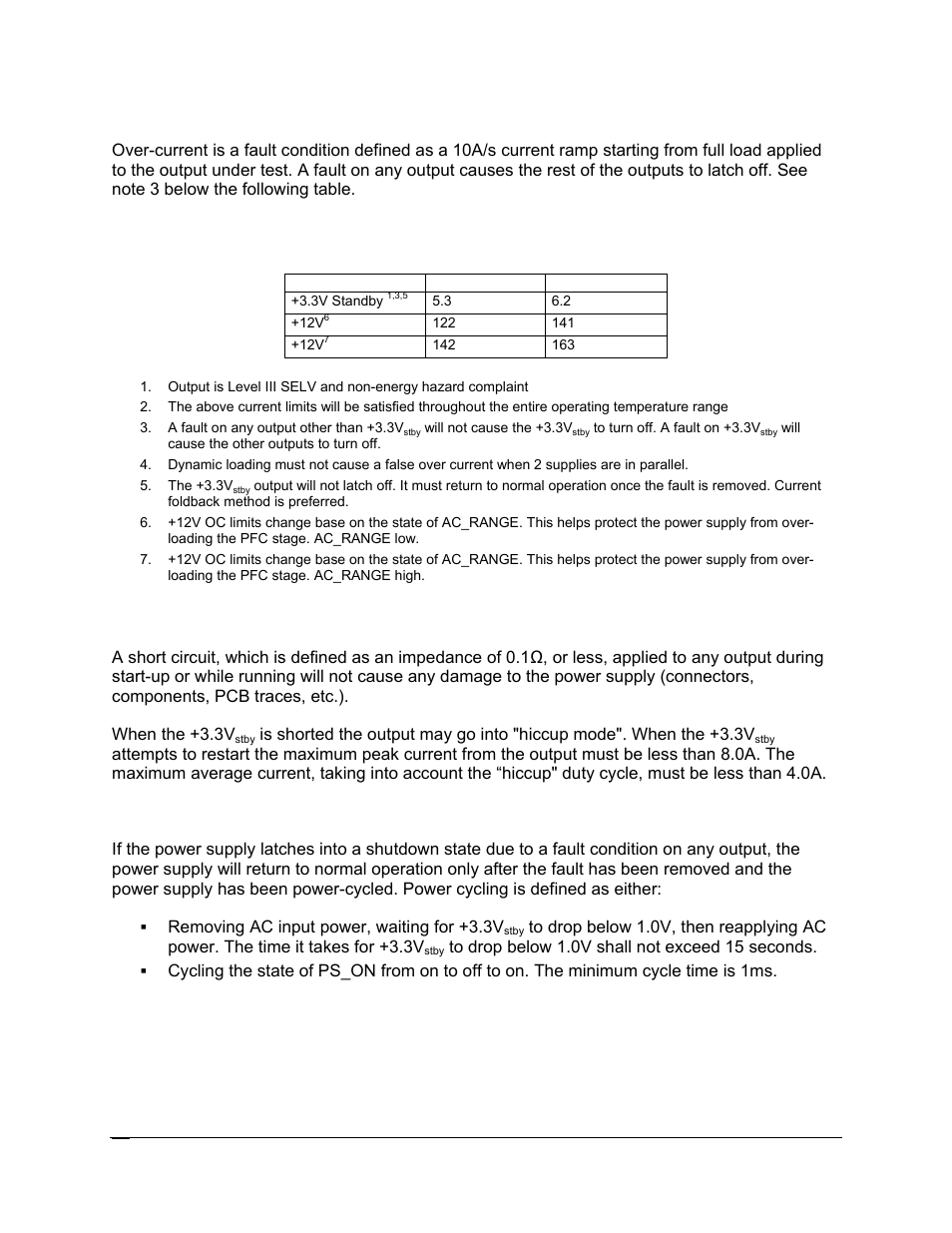 4 over-current protection, 5 short circuit protection, 6 reset after shutdown | Intel SR6850HW4 User Manual | Page 70 / 119