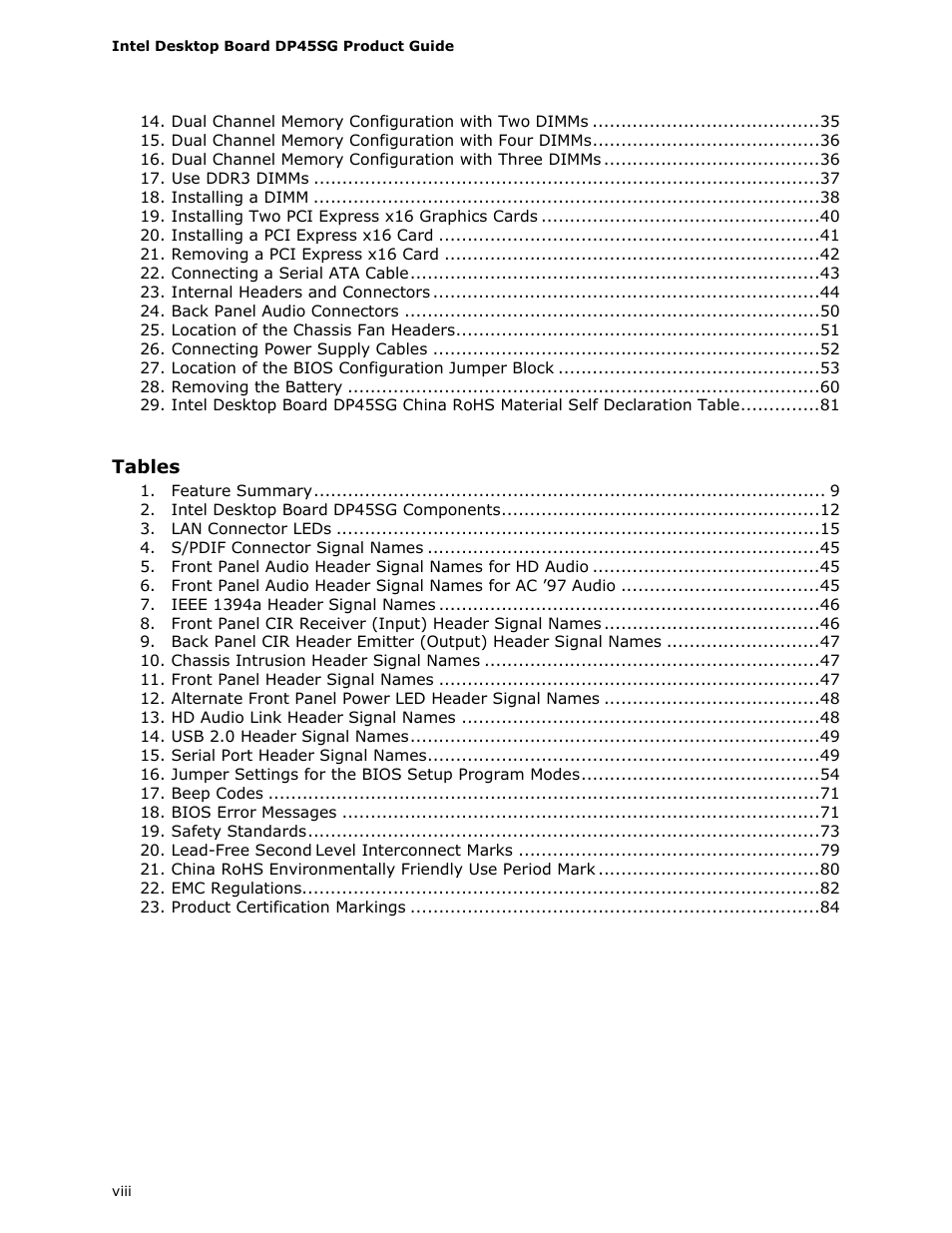 Intel DP45SG User Manual | Page 8 / 86