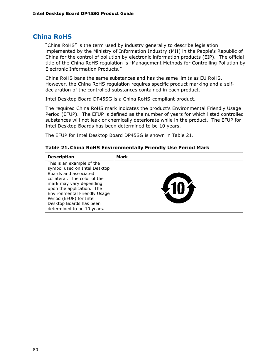 China rohs | Intel DP45SG User Manual | Page 80 / 86