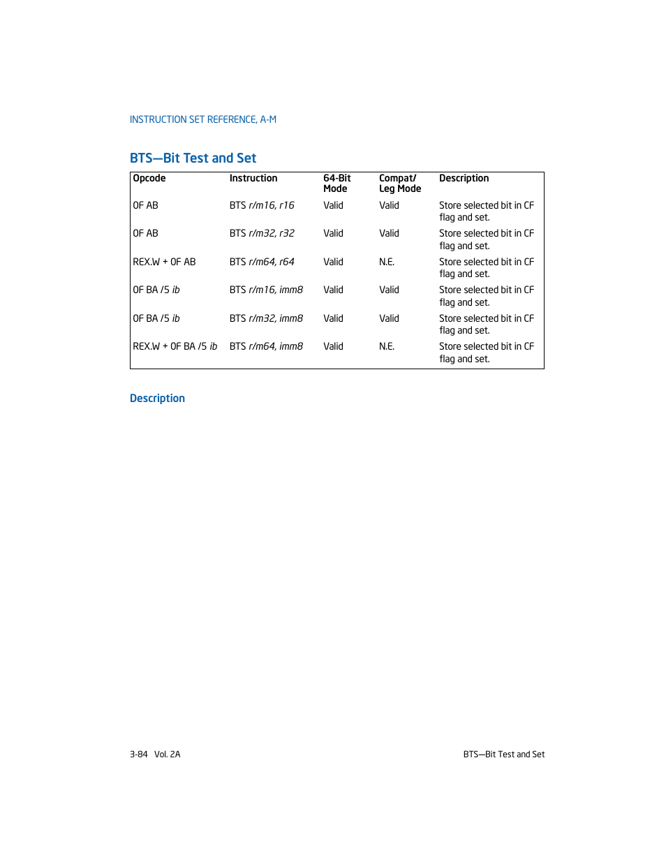 Bts-bit test and set, Bts—bit test and set | Intel 253666-024US User Manual | Page 130 / 760