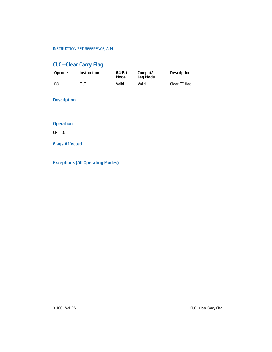 Clc-clear carry flag, Clc—clear carry flag | Intel 253666-024US User Manual | Page 152 / 760