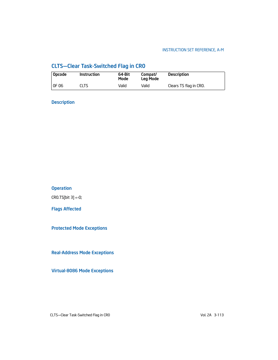 Clts-clear task-switched flag in cr0, Clts—clear task-switched flag in cr0 | Intel 253666-024US User Manual | Page 159 / 760