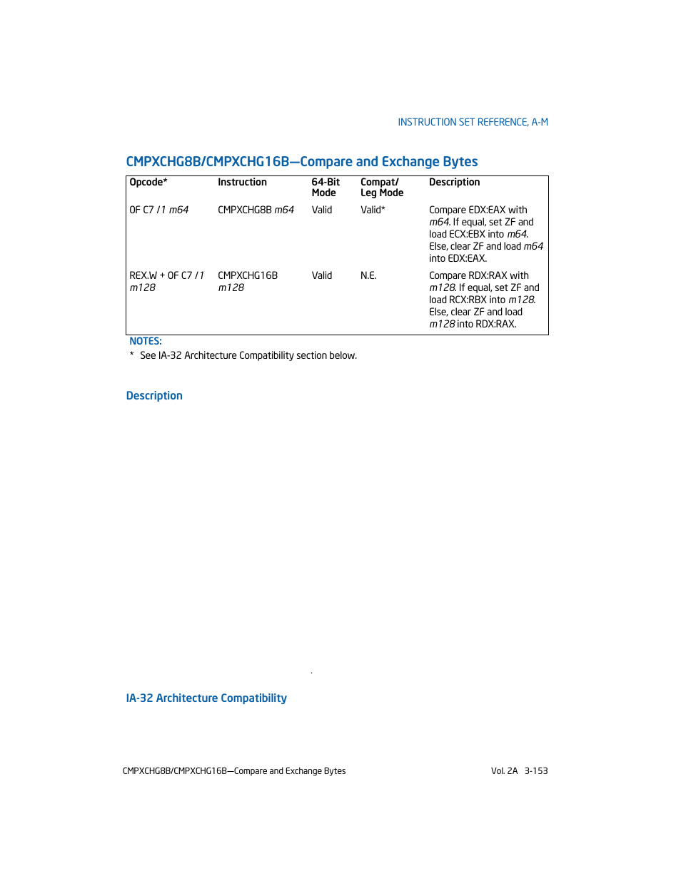 Cmpxchg8b/cmpxchg16b-compare and exchange bytes, Cmpxchg8b/cmpxchg16b—compare and exchange bytes | Intel 253666-024US User Manual | Page 199 / 760