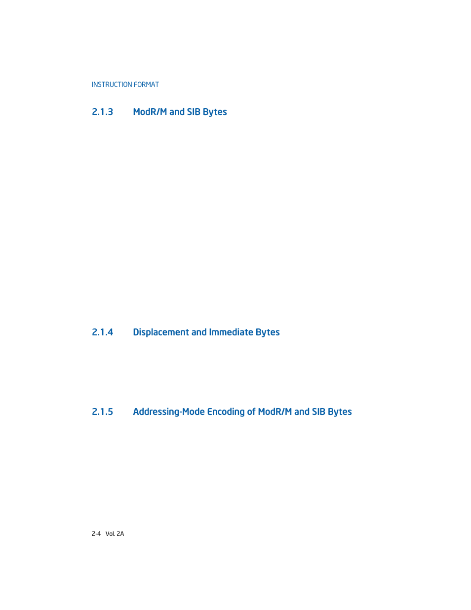3 modr/m and sib bytes, 4 displacement and immediate bytes, 5 addressing-mode encoding of modr/m and sib bytes | Intel 253666-024US User Manual | Page 34 / 760