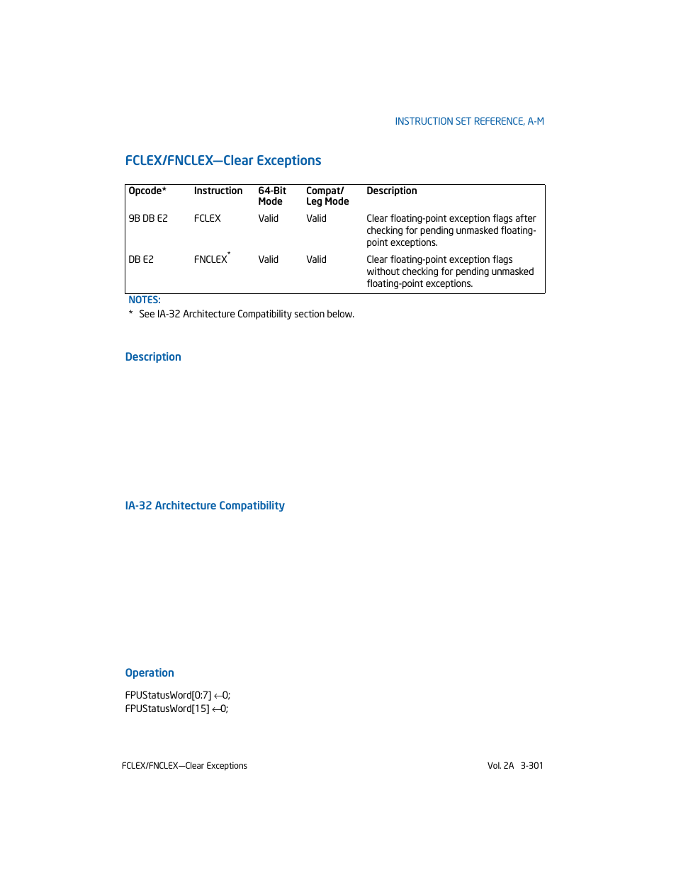Fclex/fnclex-clear exceptions, Fclex/fnclex—clear exceptions | Intel 253666-024US User Manual | Page 347 / 760