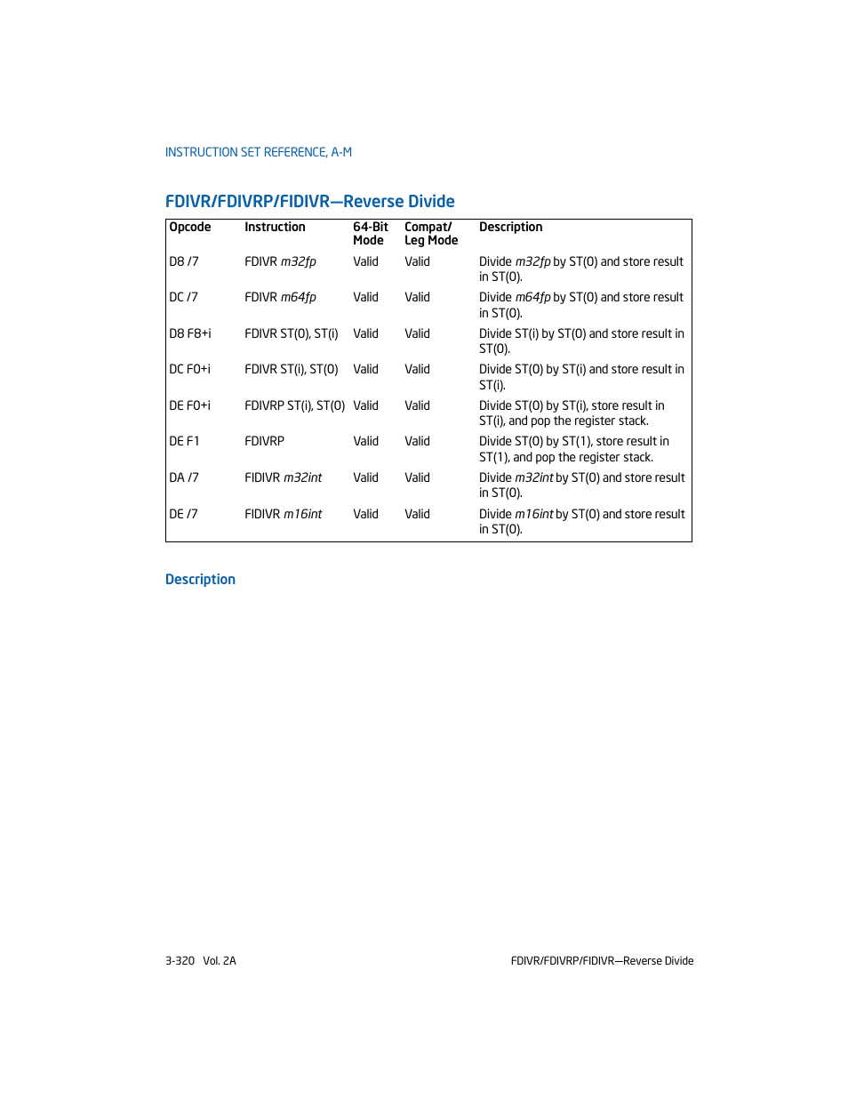 Fdivr/fdivrp/fidivr-reverse divide, Fdivr/fdivrp/fidivr—reverse divide | Intel 253666-024US User Manual | Page 366 / 760