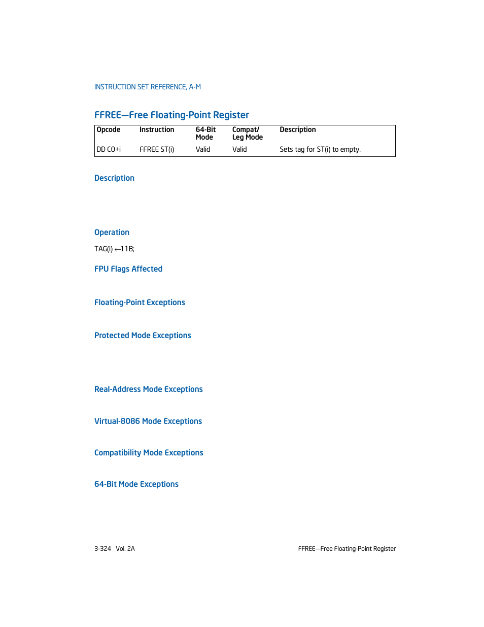 Ffree-free floating-point register, Ffree—free floating-point register | Intel 253666-024US User Manual | Page 370 / 760