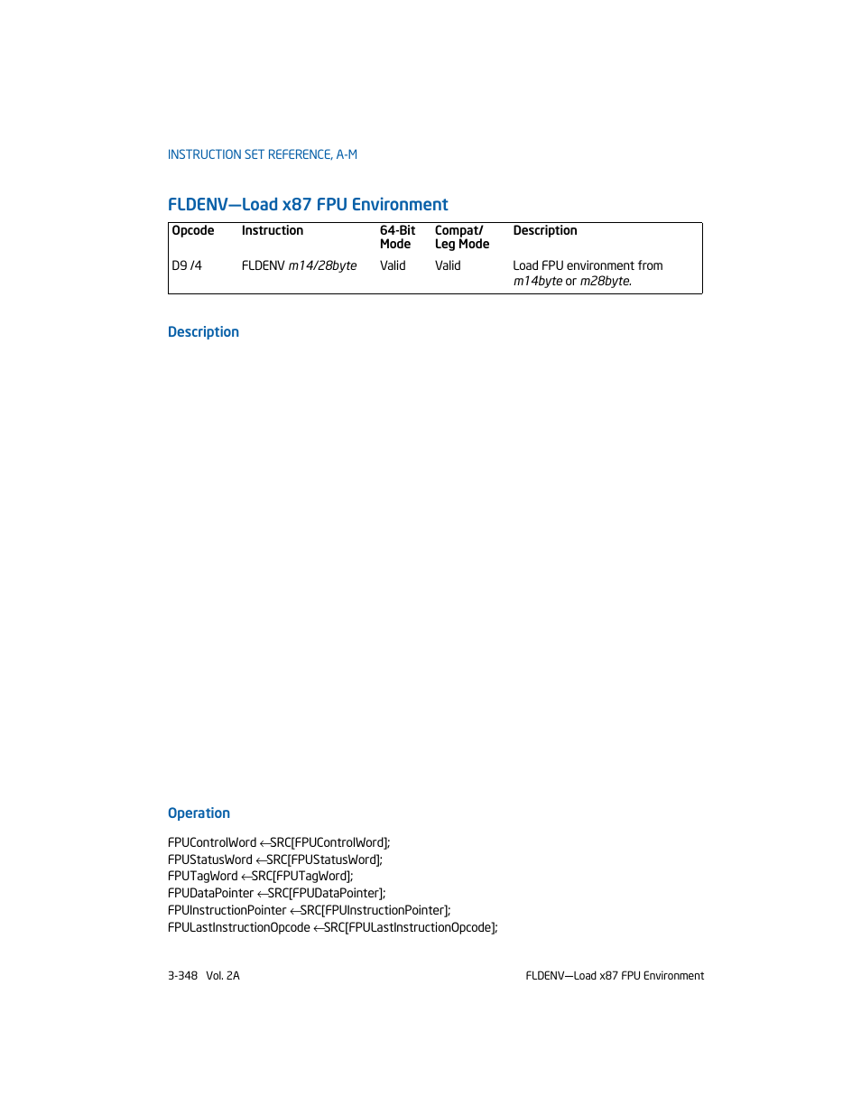 Fldenv-load x87 fpu environment, Fldenv—load x87 fpu environment | Intel 253666-024US User Manual | Page 394 / 760