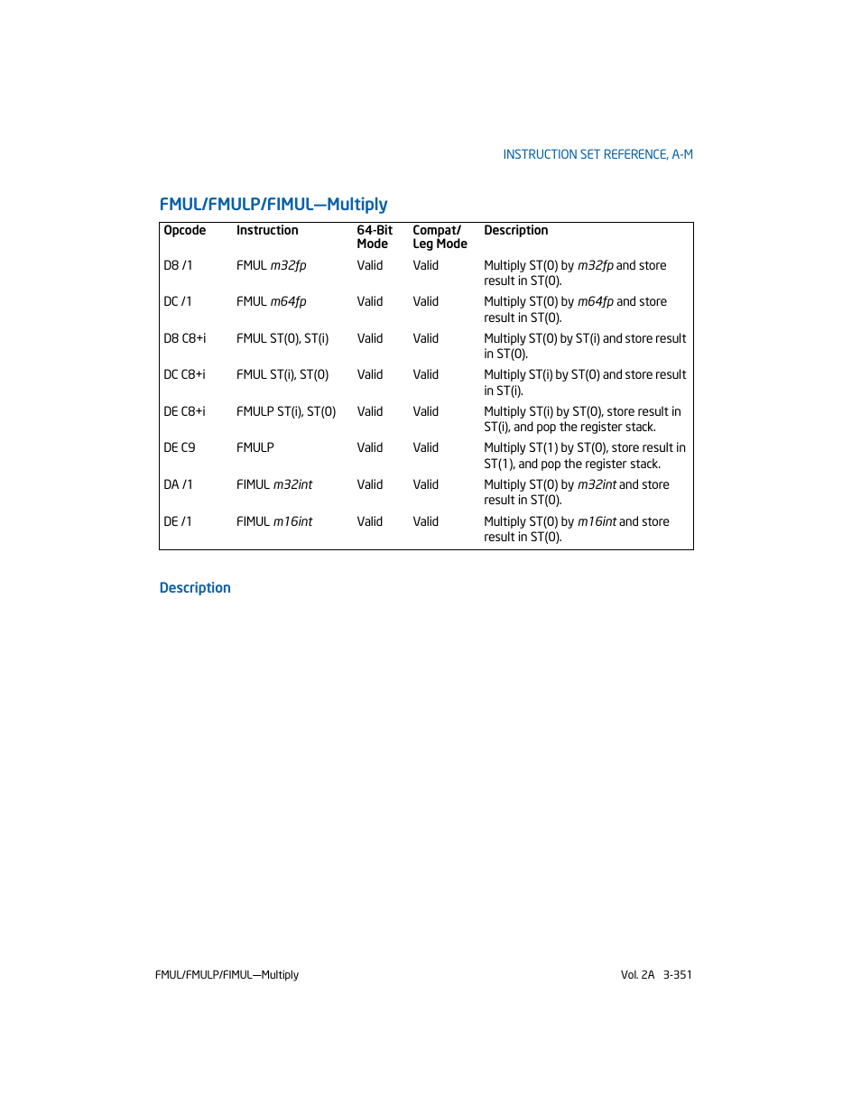 Fmul/fmulp/fimul-multiply, Fmul/fmulp/fimul—multiply | Intel 253666-024US User Manual | Page 397 / 760
