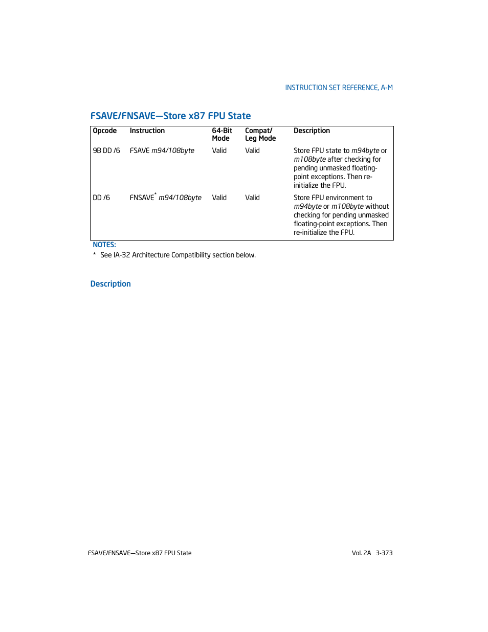 Fsave/fnsave-store x87 fpu state, Fsave/fnsave—store x87 fpu state | Intel 253666-024US User Manual | Page 419 / 760