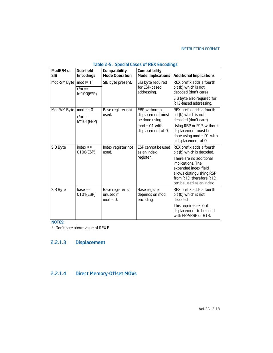 3 displacement, 4 direct memory-offset movs | Intel 253666-024US User Manual | Page 43 / 760