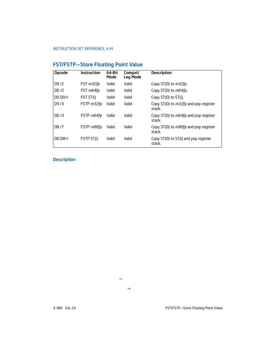 Fst/fstp-store floating point value, Fst/fstp—store floating point value | Intel 253666-024US User Manual | Page 432 / 760