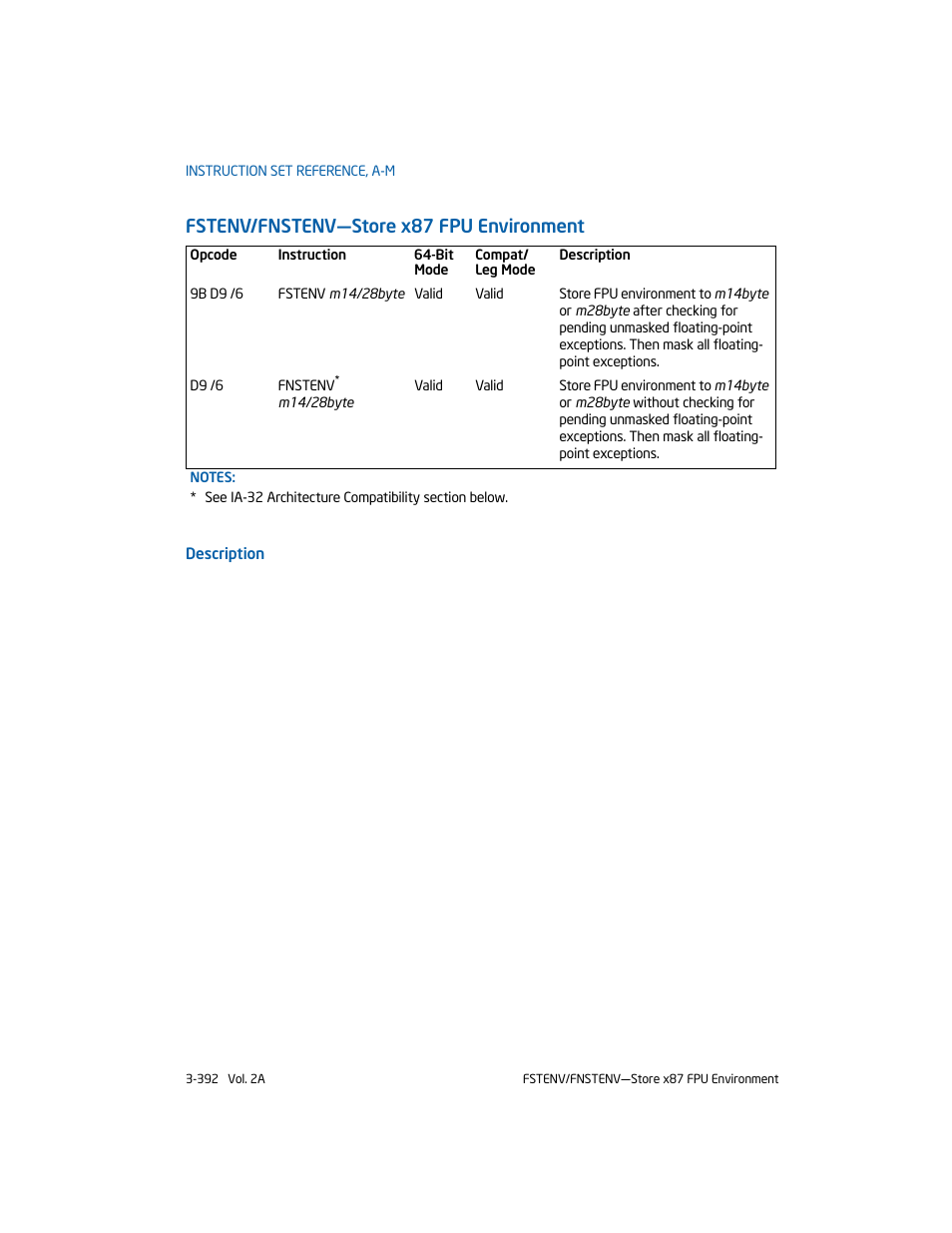 Fstenv/fnstenv-store x87 fpu environment, Fstenv/fnstenv—store x87 fpu environment | Intel 253666-024US User Manual | Page 438 / 760