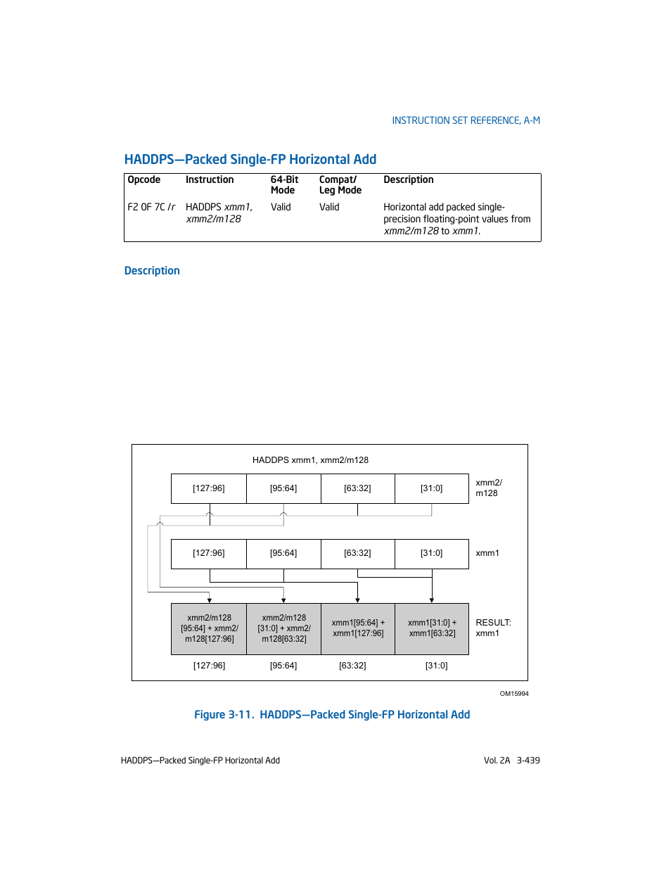 Haddps-packed single-fp horizontal add, Haddps—packed single-fp horizontal add | Intel 253666-024US User Manual | Page 485 / 760