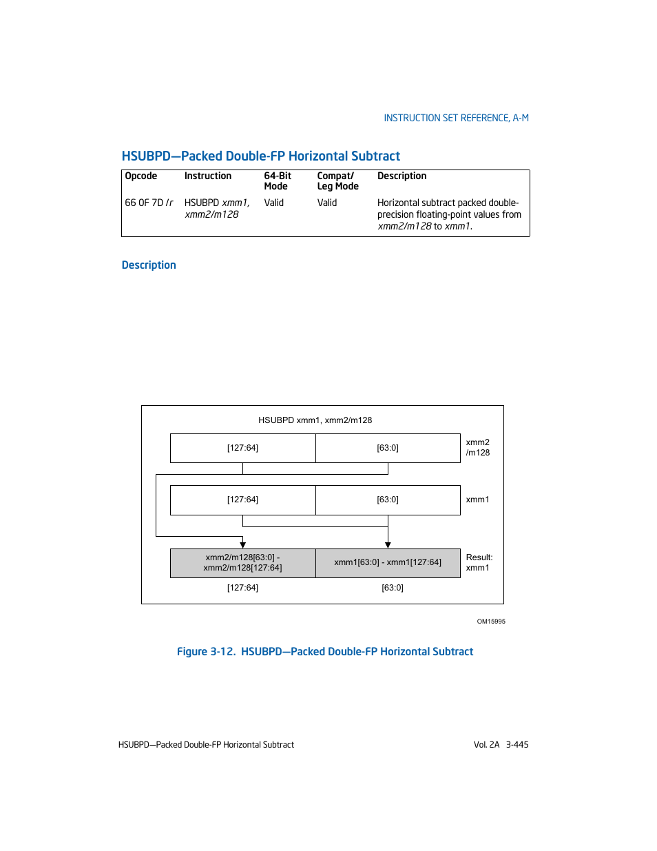 Hsubpd-packed double-fp horizontal subtract, Hsubpd—packed double-fp horizontal subtract | Intel 253666-024US User Manual | Page 491 / 760
