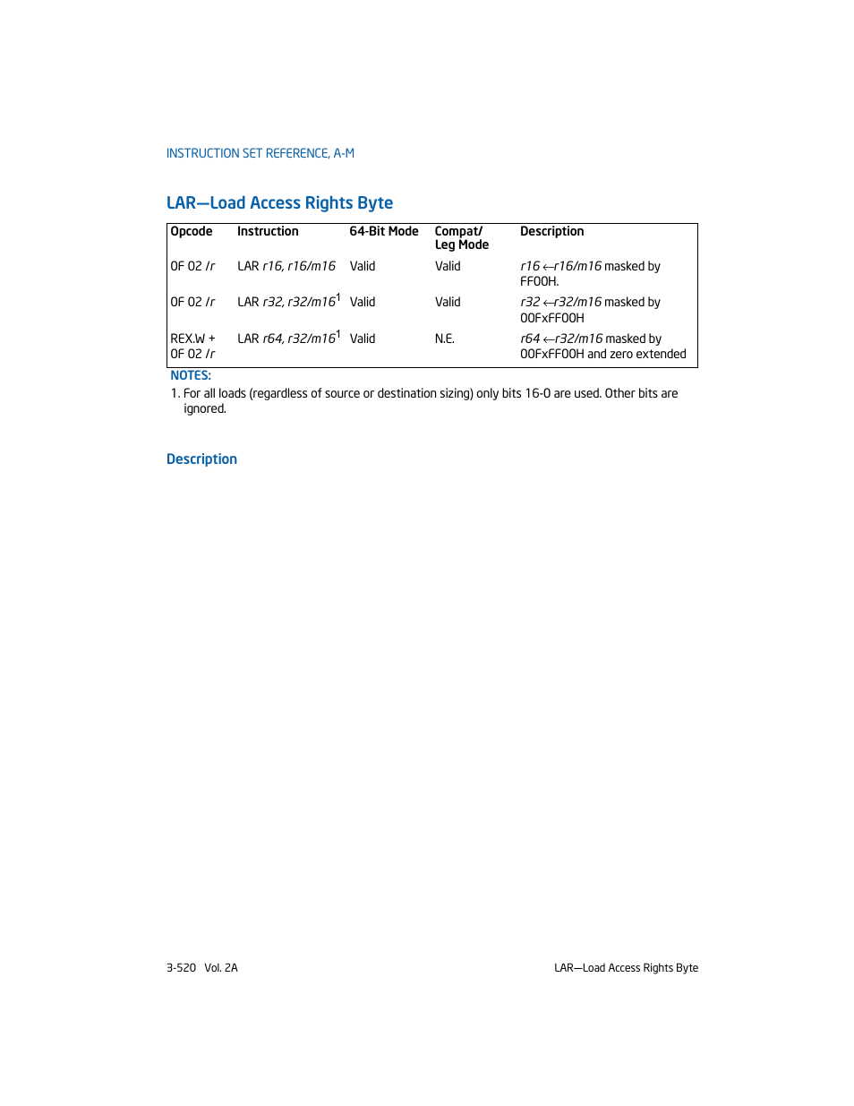 Lar-load access rights byte, Lar—load access rights byte | Intel 253666-024US User Manual | Page 566 / 760