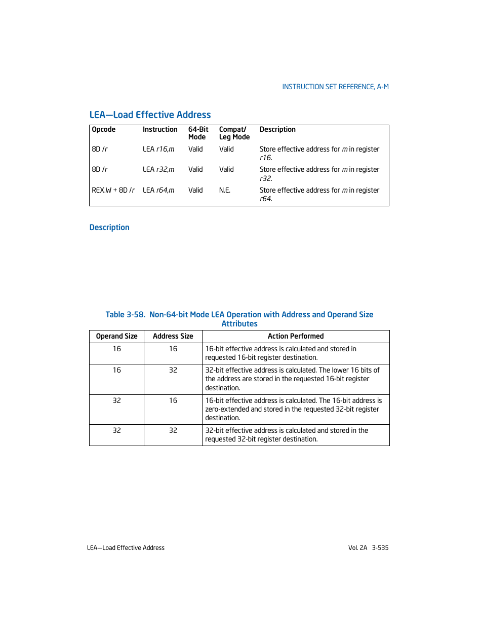 Lea-load effective address, Lea—load effective address | Intel 253666-024US User Manual | Page 581 / 760