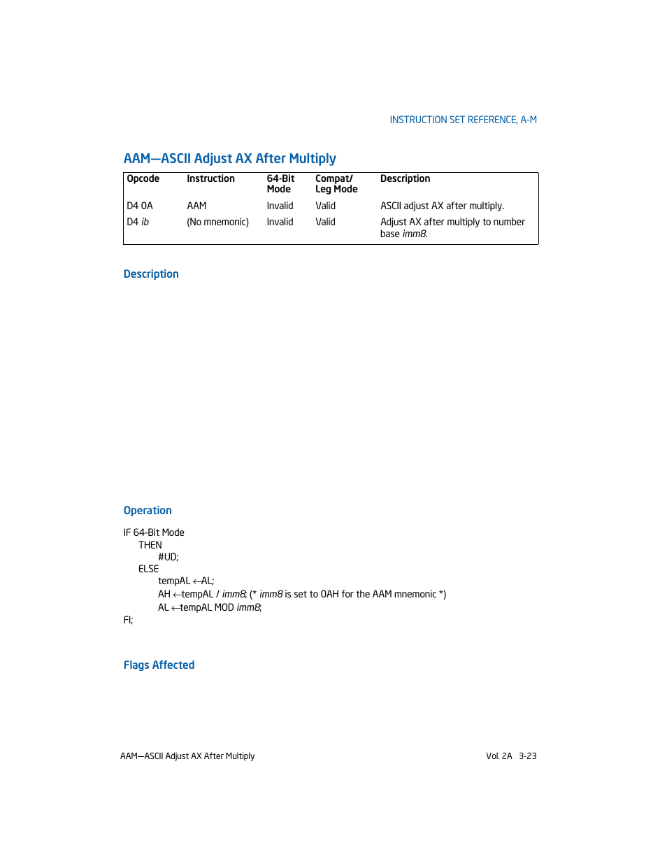 Aam-ascii adjust ax after multiply, Aam—ascii adjust ax after multiply | Intel 253666-024US User Manual | Page 69 / 760
