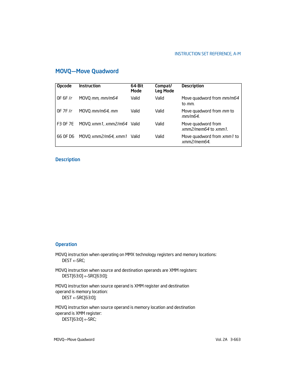 Movq-move quadword, Movq—move quadword | Intel 253666-024US User Manual | Page 709 / 760