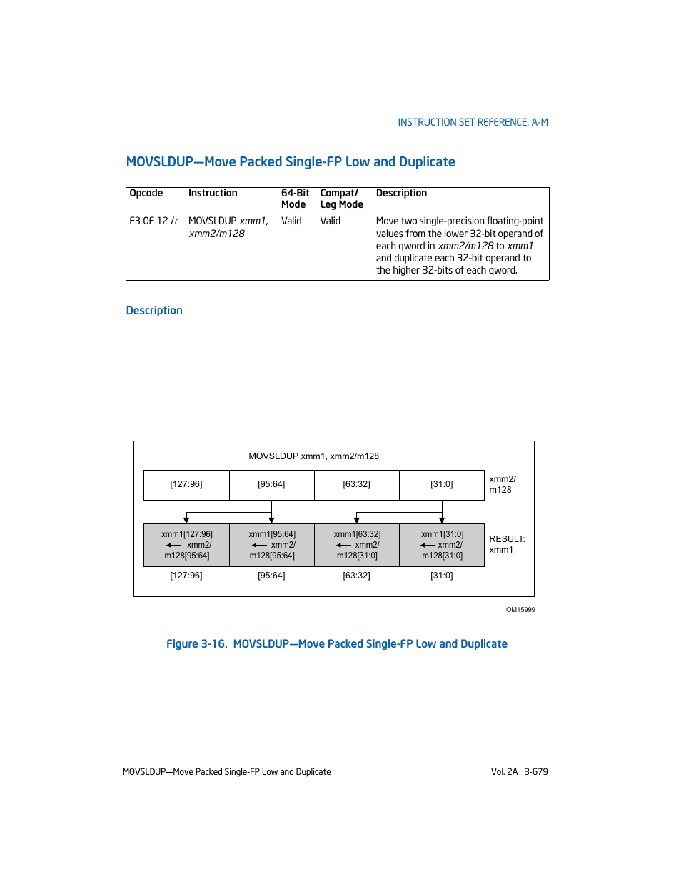 Movsldup-move packed single-fp low and duplicate, Movsldup—move packed single-fp low and duplicate | Intel 253666-024US User Manual | Page 725 / 760