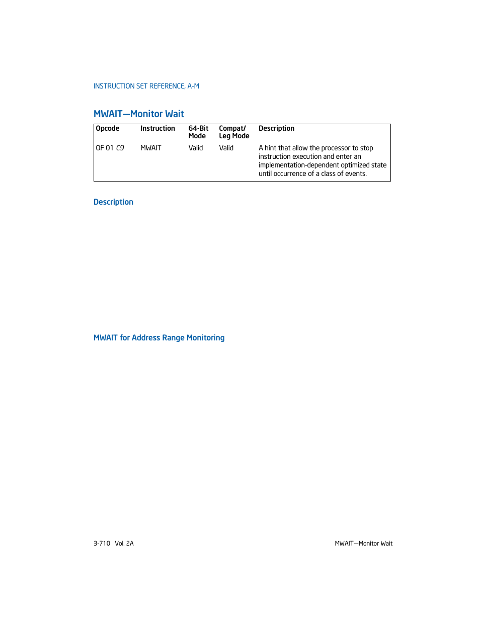 Mwait-monitor wait, Mwait—monitor wait | Intel 253666-024US User Manual | Page 756 / 760