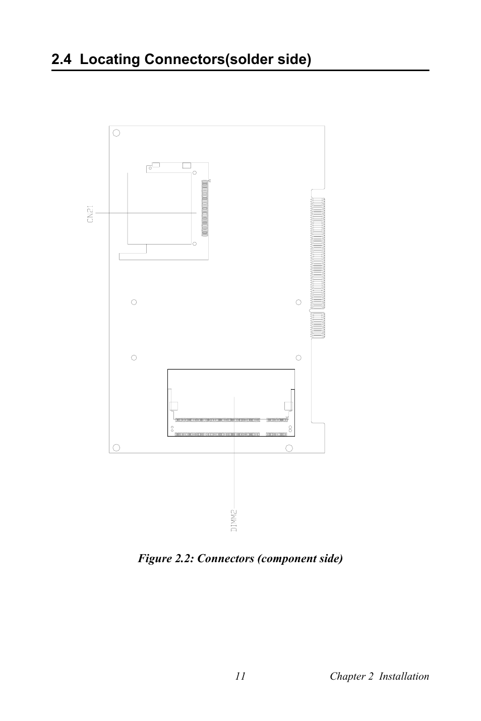 4 locating connectors(solder side), Locating connectors(solder side) | Intel CELERON PCI-6886 User Manual | Page 21 / 102