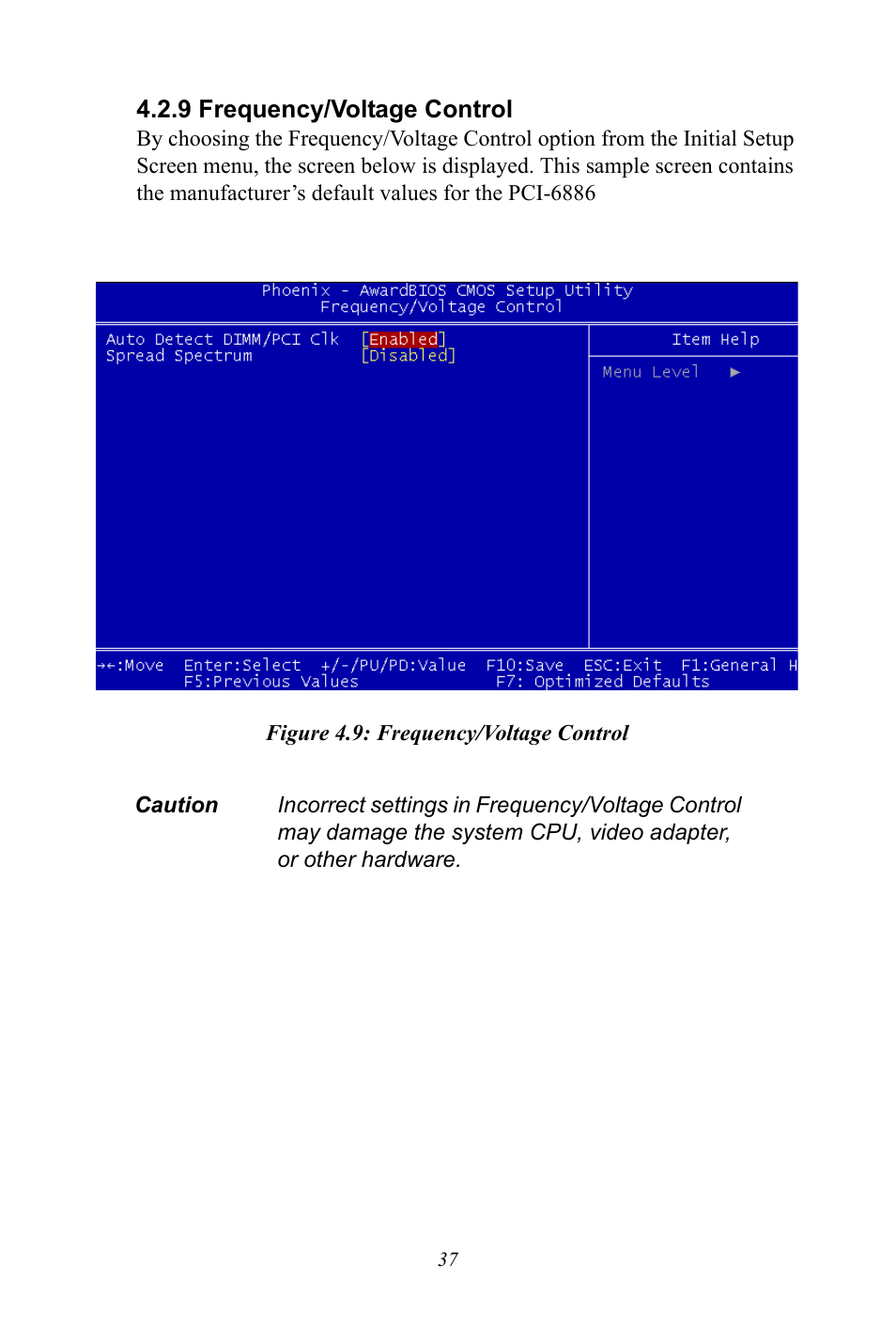 9 frequency/voltage control, Figure 4.9: frequency/voltage control | Intel CELERON PCI-6886 User Manual | Page 47 / 102