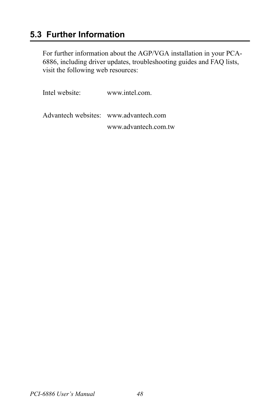 3 further information, Further information | Intel CELERON PCI-6886 User Manual | Page 58 / 102