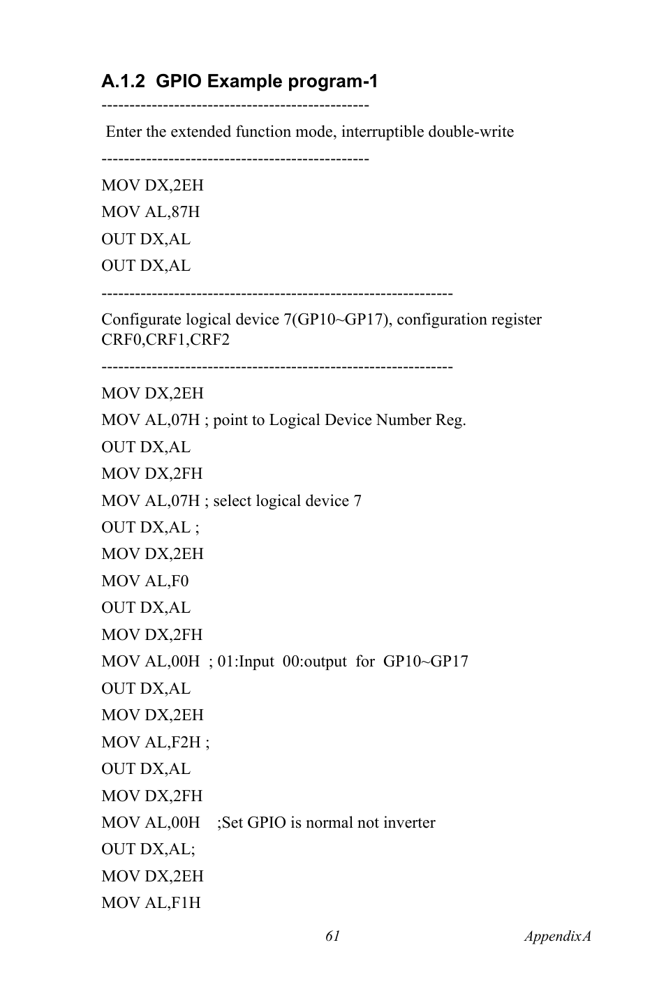 A.1.2 gpio example program-1 | Intel CELERON PCI-6886 User Manual | Page 71 / 102