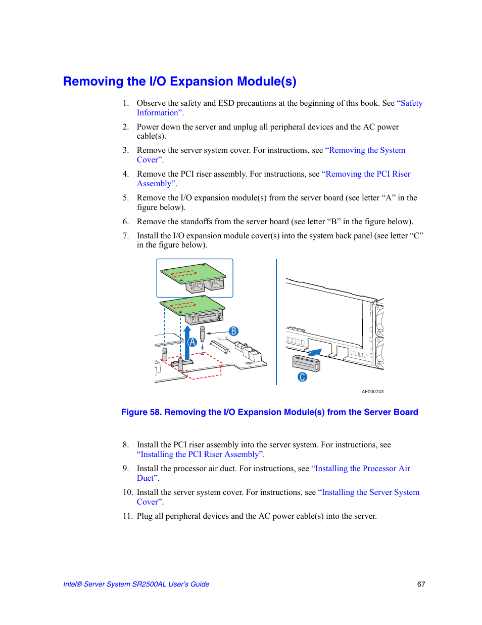 Removing the i/o expansion module(s) | Intel SERVER SYSTEM SR2500AL User Manual | Page 89 / 210