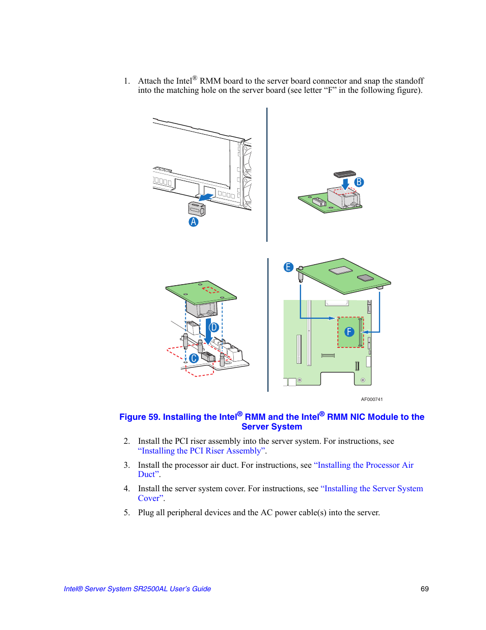 Figure 59. installing the intel | Intel SERVER SYSTEM SR2500AL User Manual | Page 91 / 210