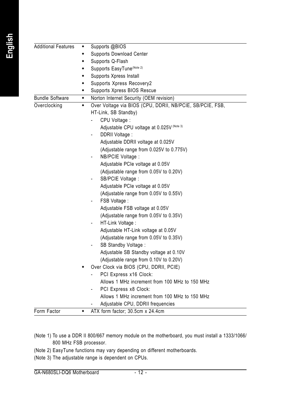 English | Intel GA-N680SLI-DQ6 User Manual | Page 12 / 112