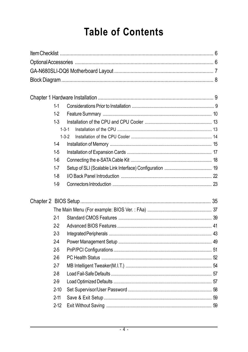Intel GA-N680SLI-DQ6 User Manual | Page 4 / 112