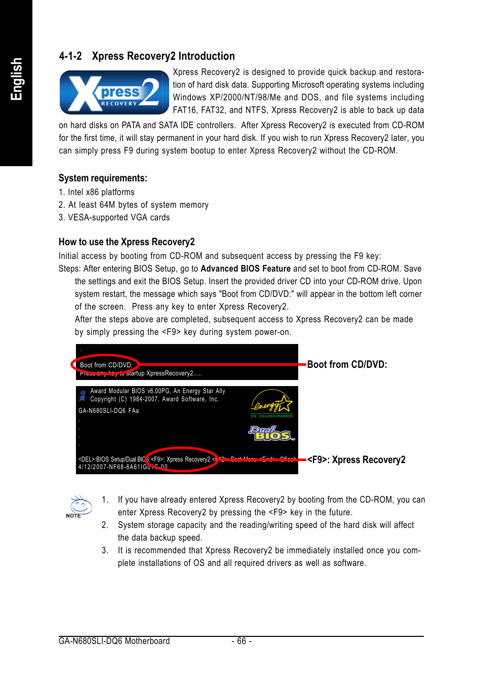 English, 1-2 xpress recovery2 introduction | Intel GA-N680SLI-DQ6 User Manual | Page 66 / 112