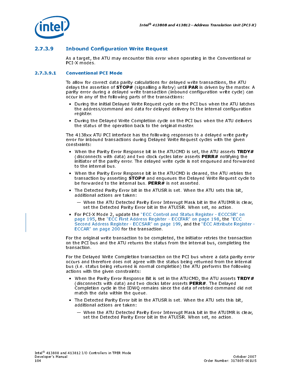 9 inbound configuration write request, 1 conventional pci mode, Conventional pci mode | Intel CONTROLLERS 413808 User Manual | Page 104 / 824