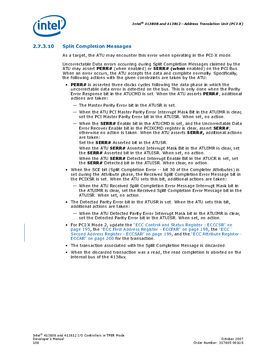 10 split completion messages | Intel CONTROLLERS 413808 User Manual | Page 106 / 824