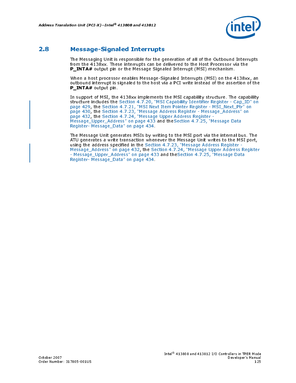 8 message-signaled interrupts | Intel CONTROLLERS 413808 User Manual | Page 125 / 824