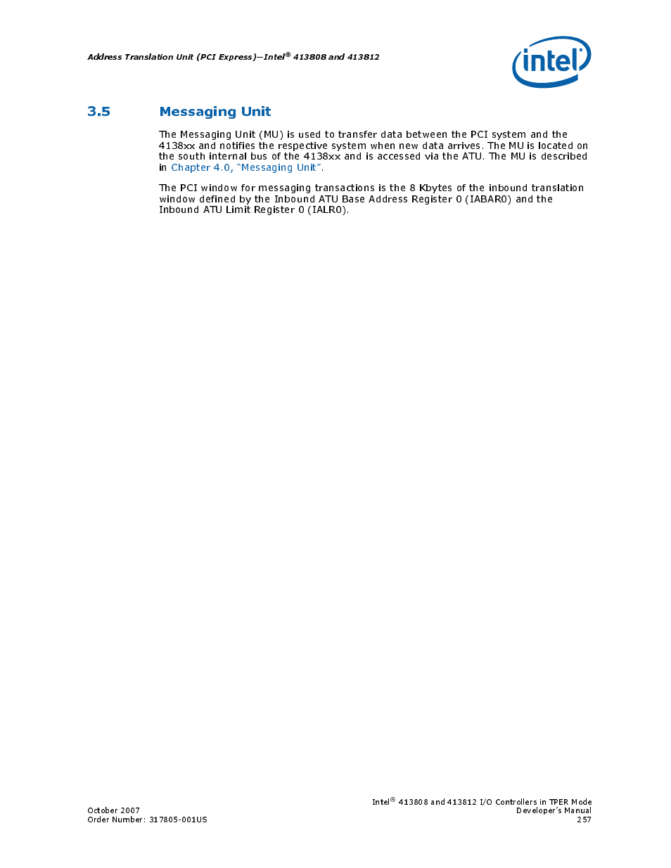5 messaging unit | Intel CONTROLLERS 413808 User Manual | Page 257 / 824