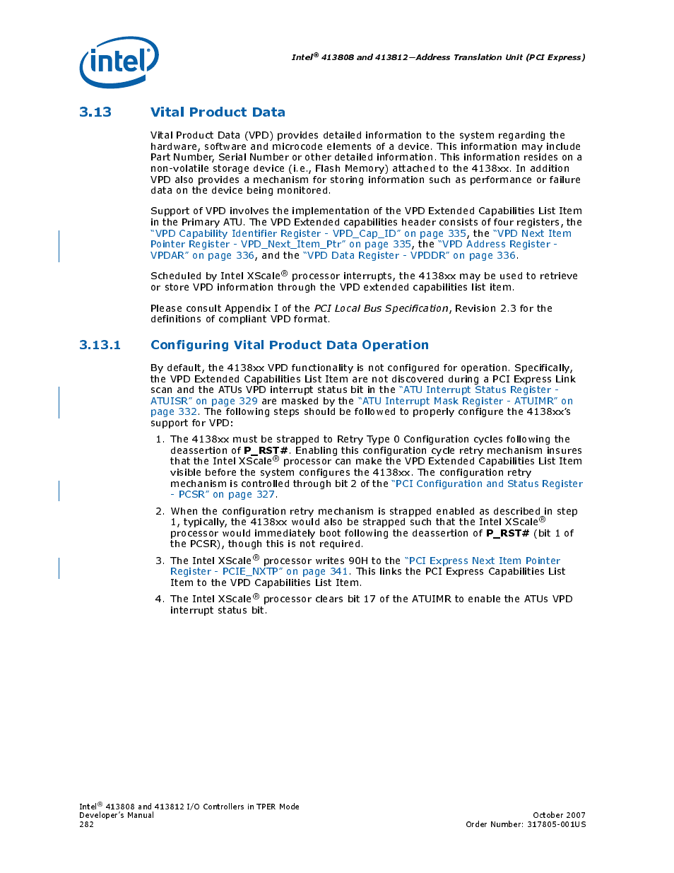 13 vital product data, 1 configuring vital product data operation | Intel CONTROLLERS 413808 User Manual | Page 282 / 824