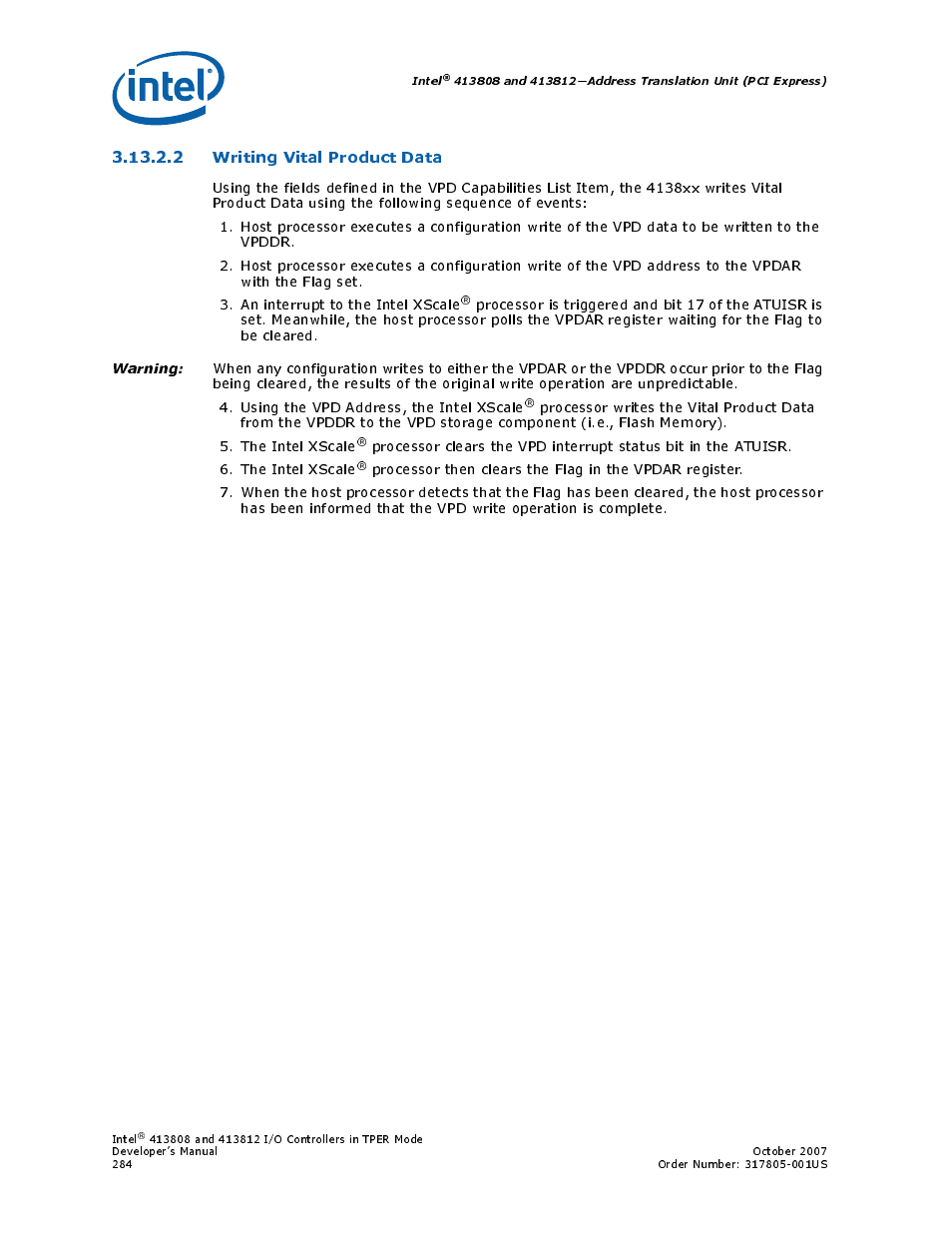 2 writing vital product data | Intel CONTROLLERS 413808 User Manual | Page 284 / 824