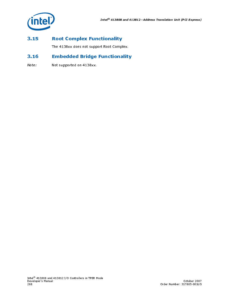 15 root complex functionality, 16 embedded bridge functionality | Intel CONTROLLERS 413808 User Manual | Page 288 / 824