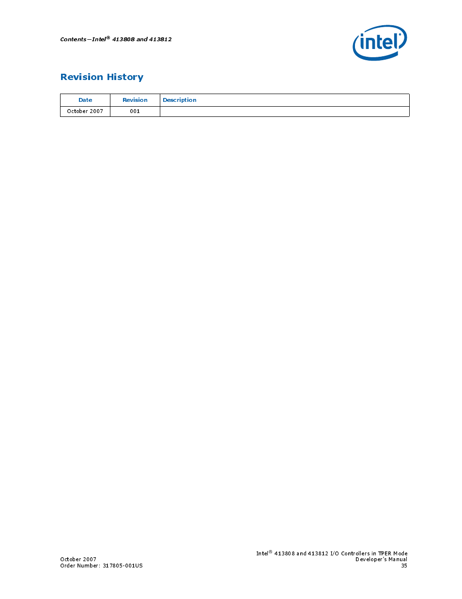 Revision history | Intel CONTROLLERS 413808 User Manual | Page 35 / 824