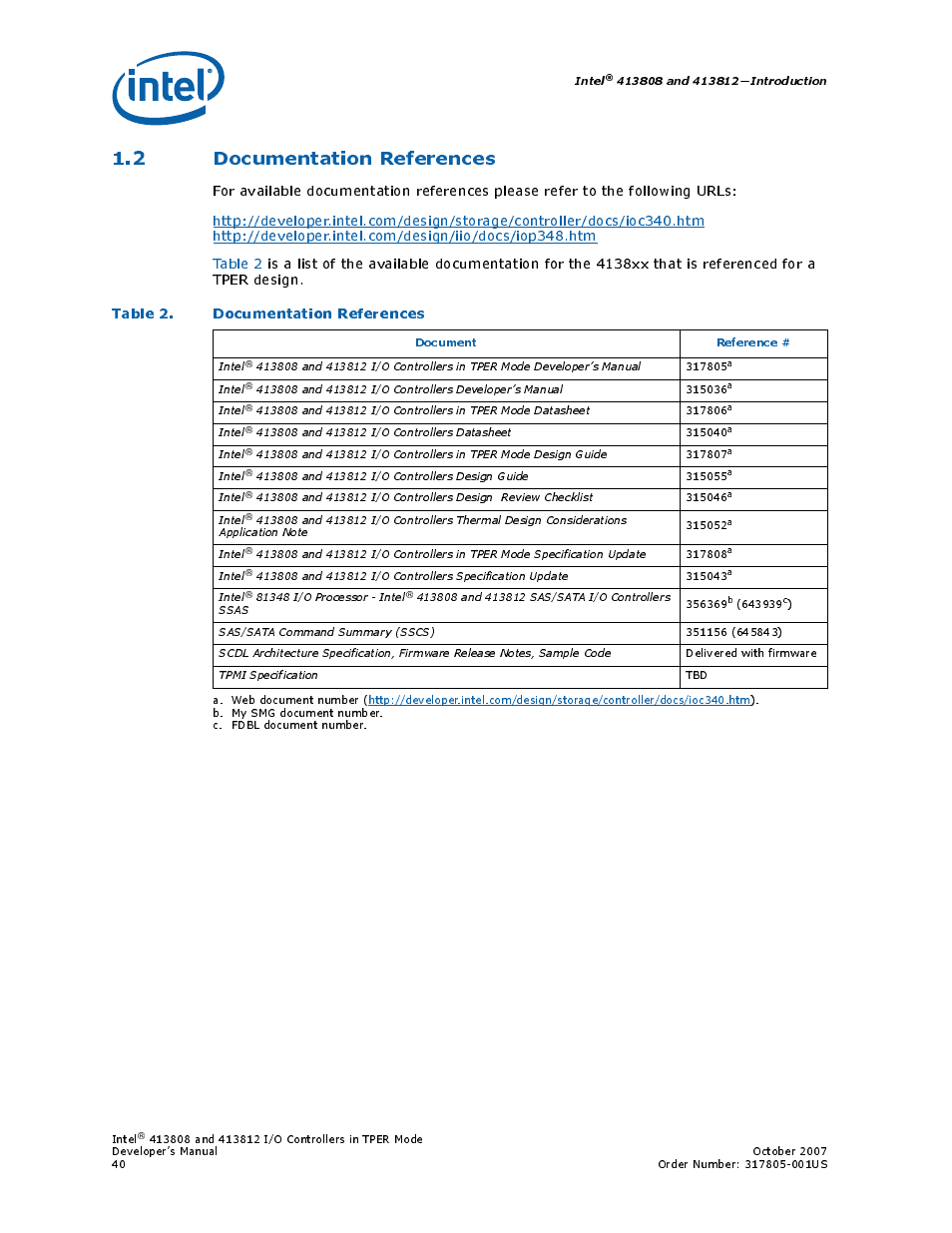 2 documentation references, Table 2. documentation references | Intel CONTROLLERS 413808 User Manual | Page 40 / 824