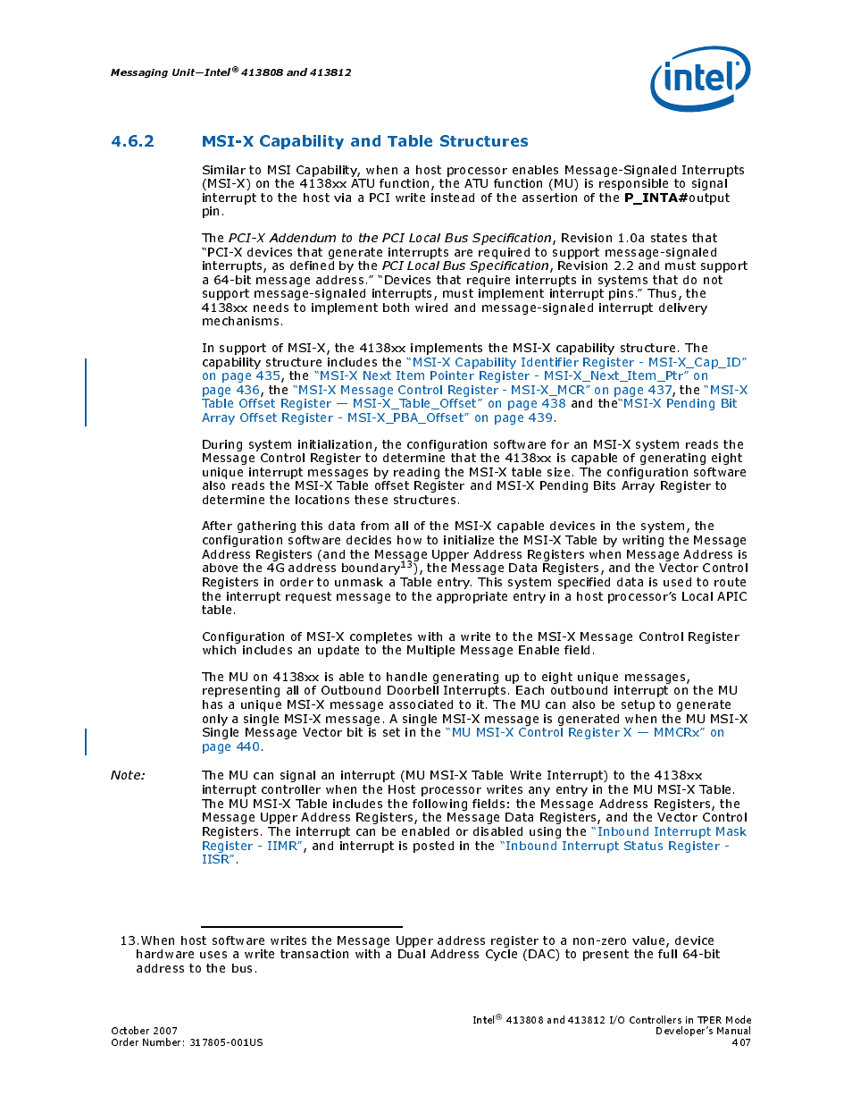 2 msi-x capability and table structures | Intel CONTROLLERS 413808 User Manual | Page 407 / 824