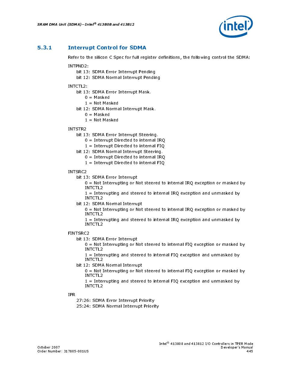 1 interrupt control for sdma | Intel CONTROLLERS 413808 User Manual | Page 445 / 824