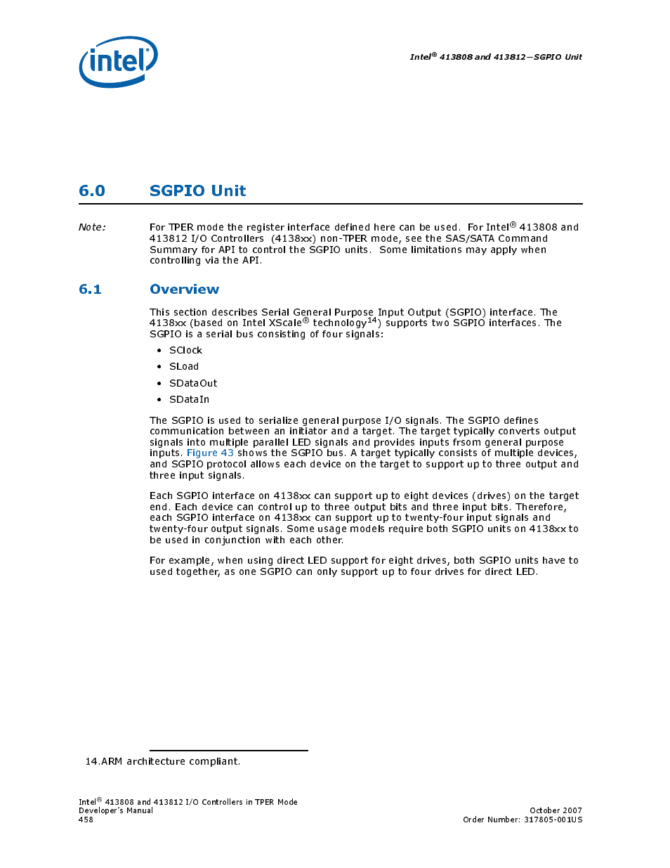 0 sgpio unit, 1 overview | Intel CONTROLLERS 413808 User Manual | Page 458 / 824