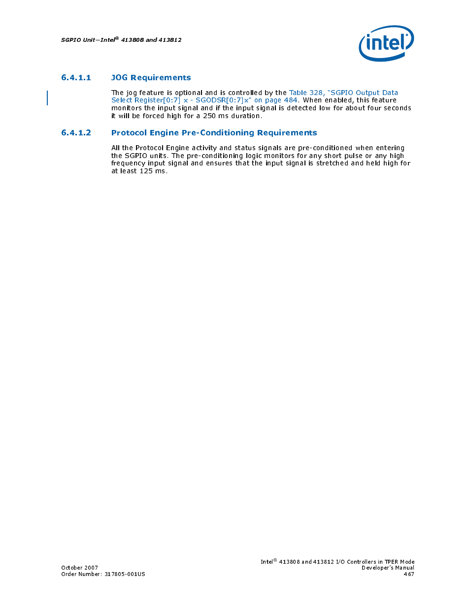 1 jog requirements, 2 protocol engine pre-conditioning requirements | Intel CONTROLLERS 413808 User Manual | Page 467 / 824